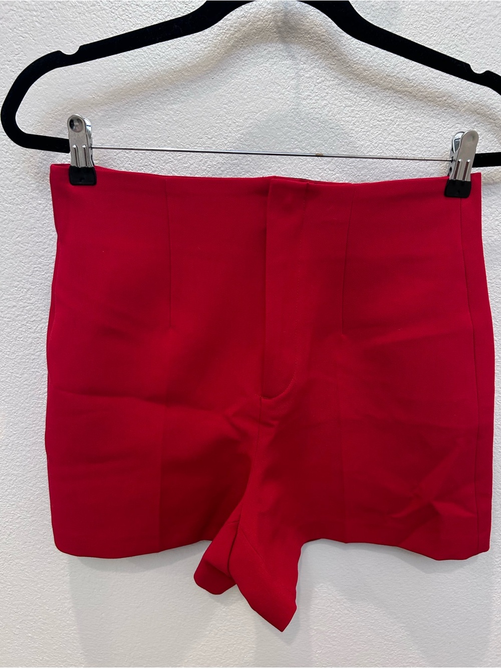Zara High-Rise Red Shorts